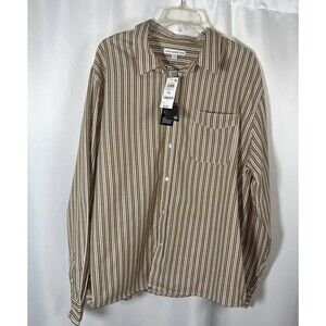 XL And Now This Brown Striped Woman Top Long Sleeve With Pocket Cotton/Polyester
